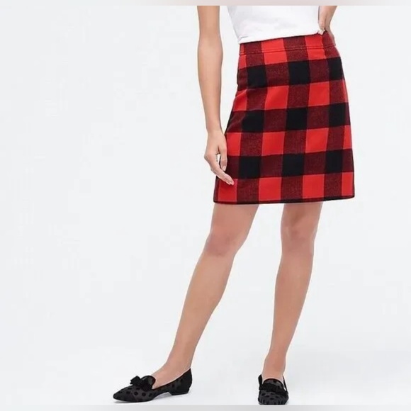 J Crew Buffalo Plaid Wool Skirt - Picture 3 of 12